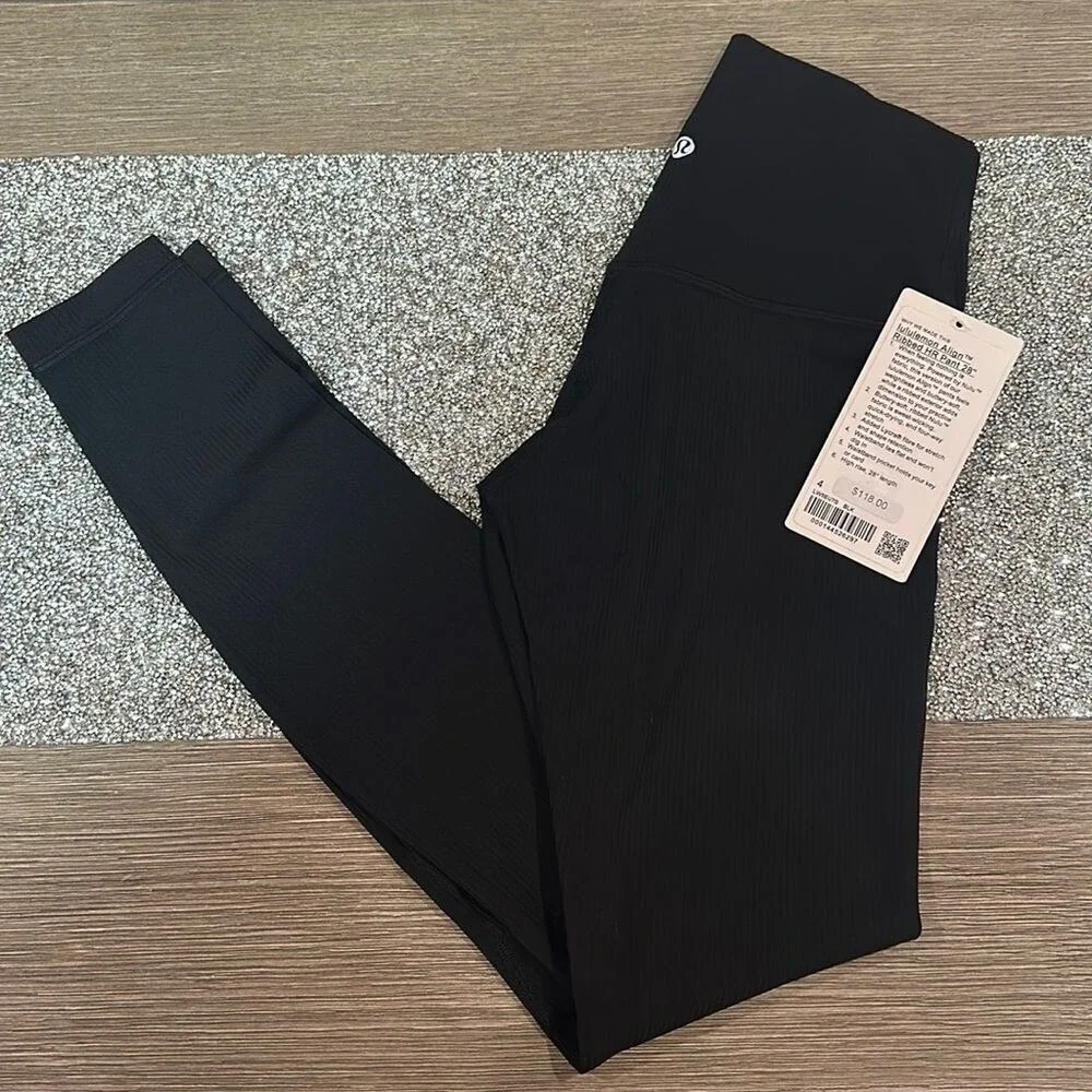 lululemon Align Ribbed High-Rise Pant 28" Black size 4 NWT leggings - Picture 2 of 6